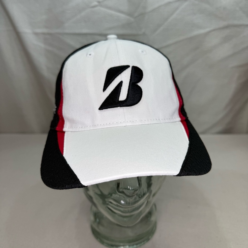 Bridgestone Golf White & Black Cap with Red Accents
